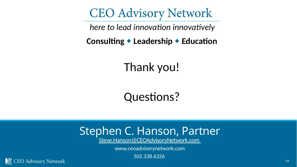 CEO Advisory Services Nanjing Innovation - slide 24 of 24