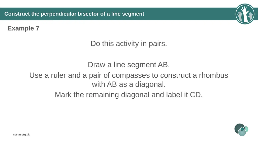 Constructing perpendicular bisectors using - slide 28 of 47
