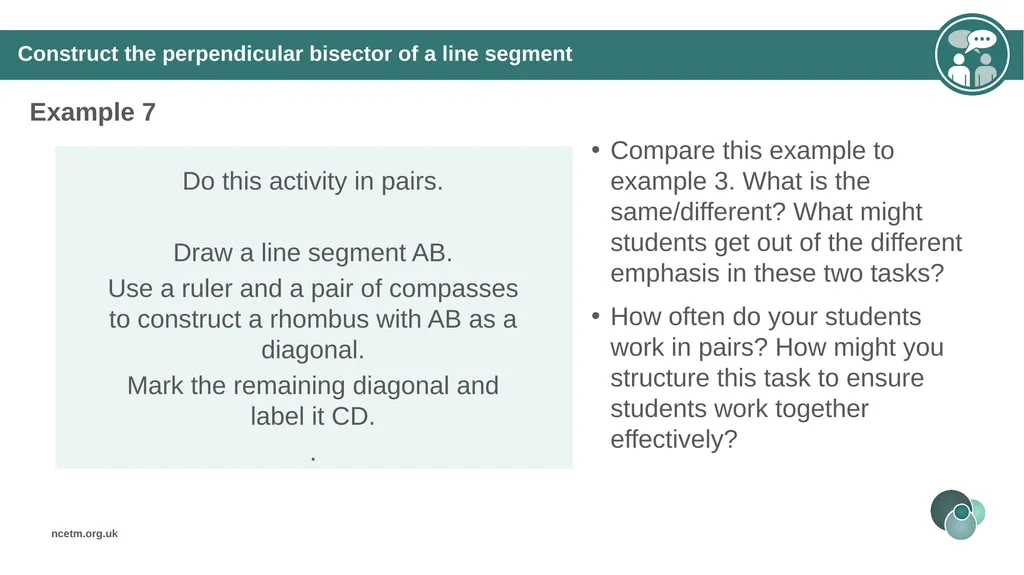 Constructing perpendicular bisectors using - slide 29 of 47