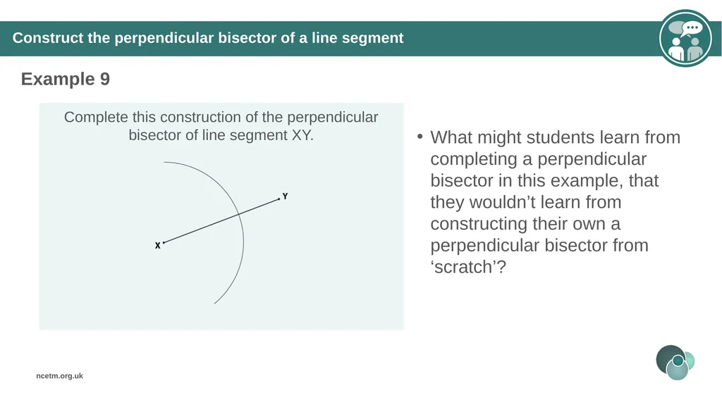 Constructing perpendicular bisectors using - slide 33 of 47