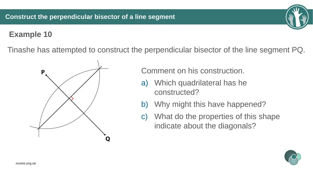 Constructing perpendicular bisectors using - slide 34 of 47