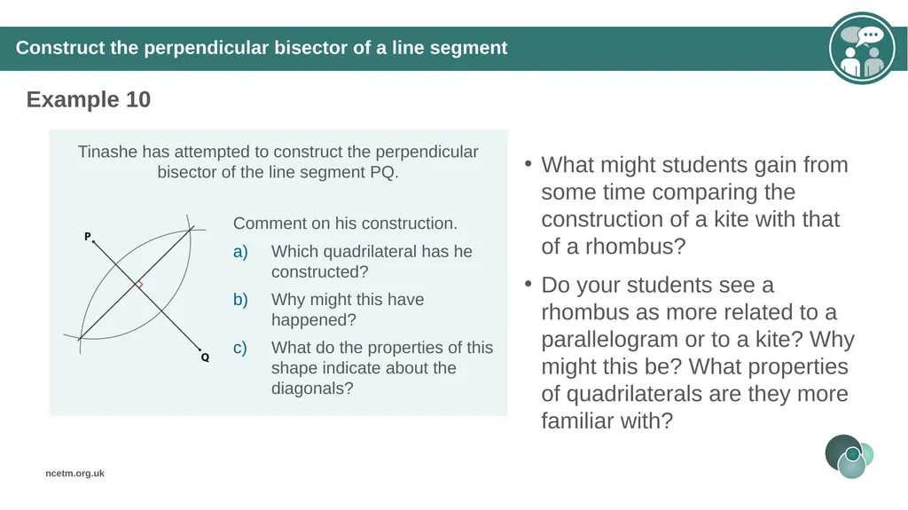 Constructing perpendicular bisectors using - slide 35 of 47