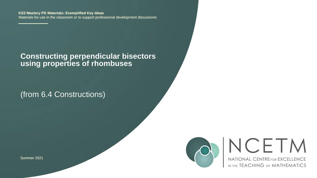 Constructing perpendicular bisectors using - slide 1 of 47