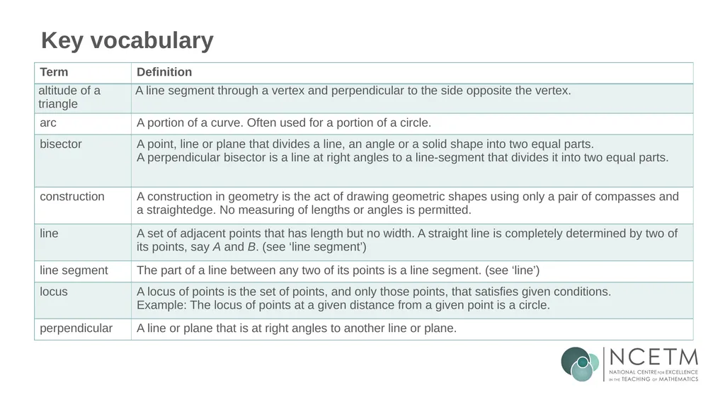 Constructing perpendicular bisectors using - slide 39 of 47