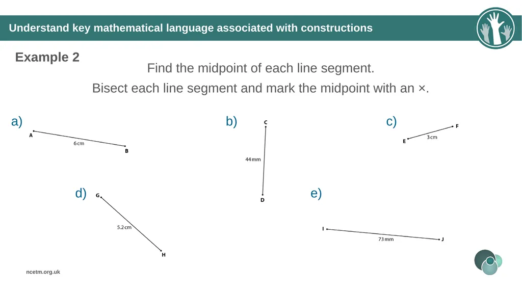 Constructing perpendicular bisectors using - slide 17 of 47