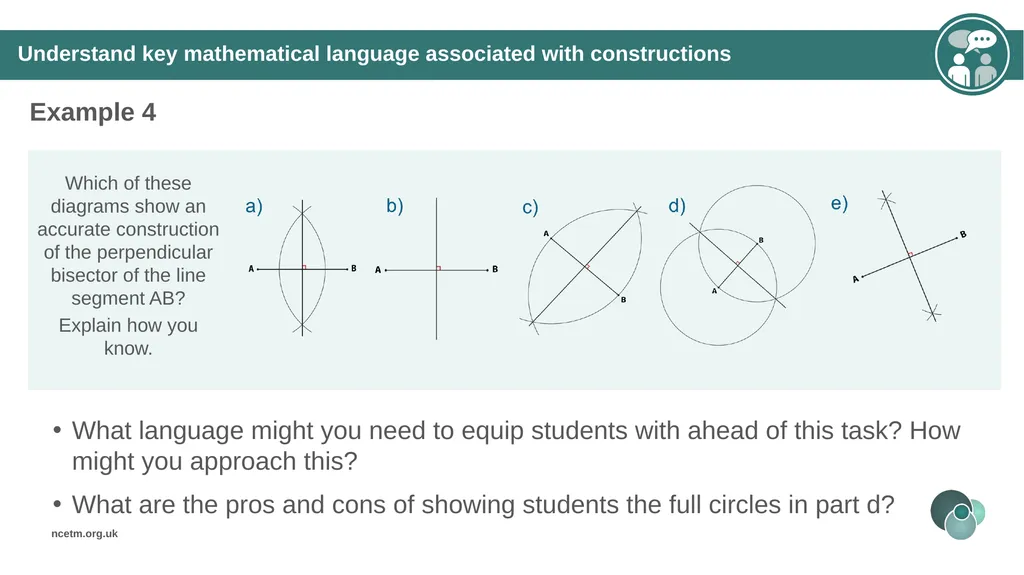 Constructing perpendicular bisectors using - slide 22 of 47