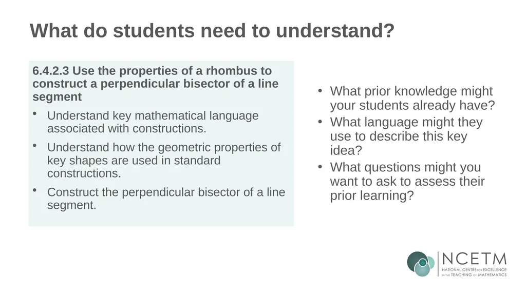 Constructing perpendicular bisectors using - slide 6 of 47
