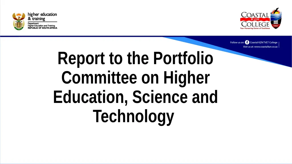Report to the Portfolio Committee on Higher - slide 1 of 16