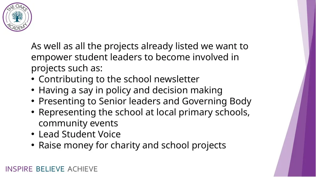 Student Leadership 2022 - 2023 In September we - slide 9 of 13