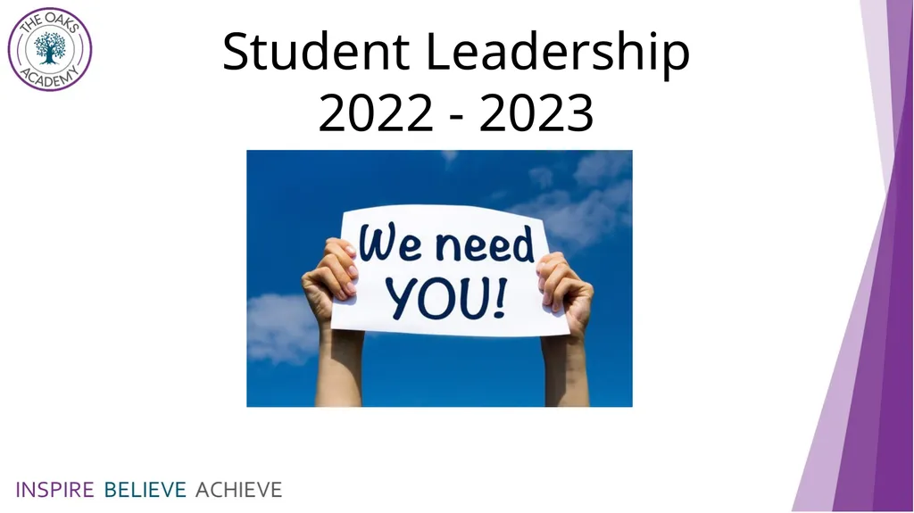 Student Leadership 2022 - 2023 In September we - slide 1 of 13