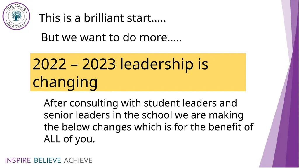 Student Leadership 2022 - 2023 In September we - slide 5 of 13