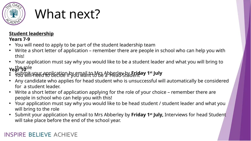 Student Leadership 2022 - 2023 In September we - slide 12 of 13