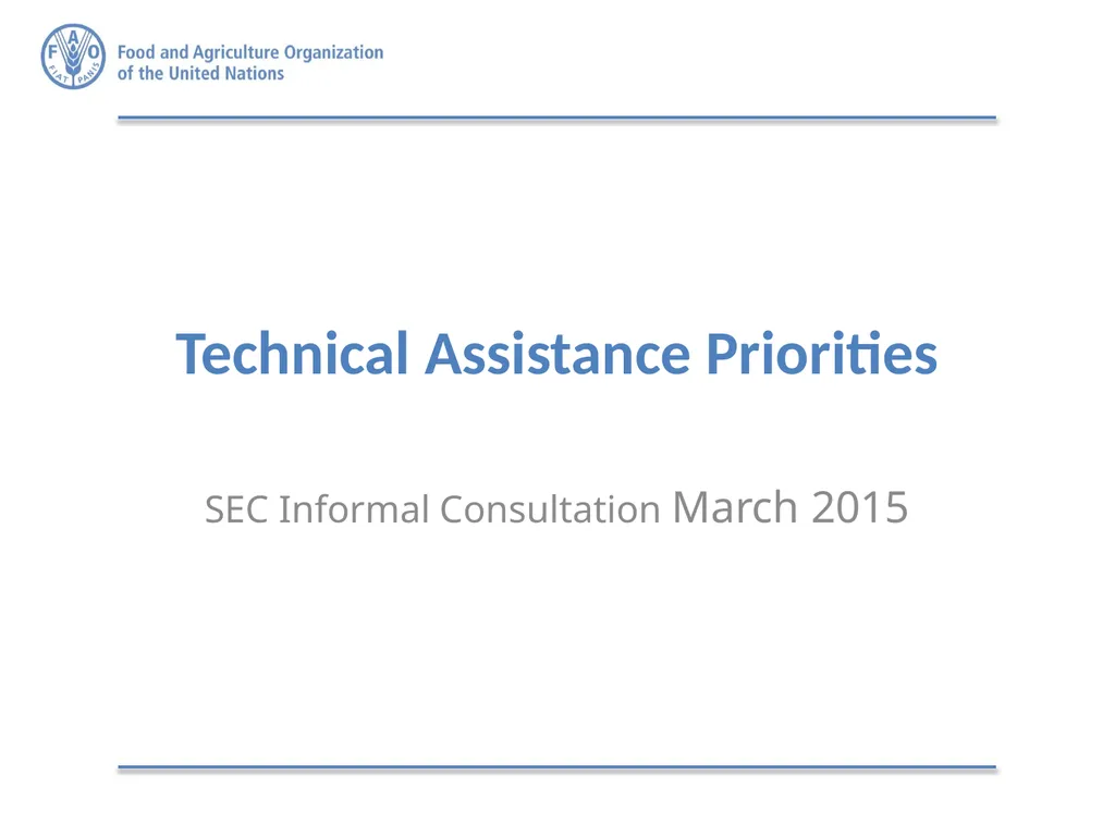 Technical Assistance Priorities SEC Informal