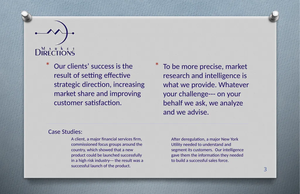 Intelligence from your market to clarify distinct - slide 3 of 10
