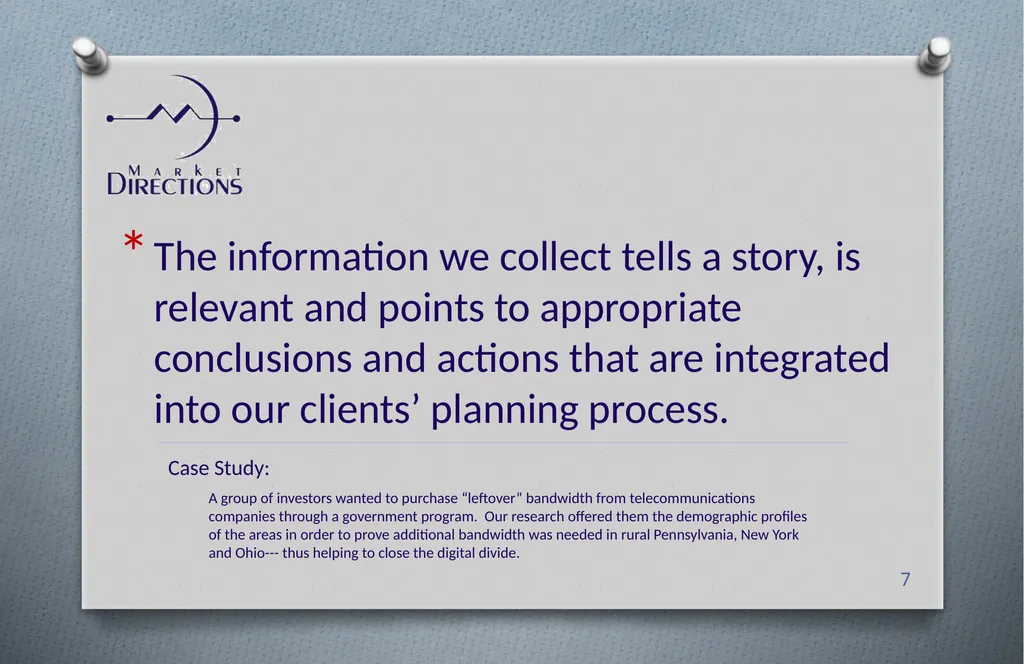 Intelligence from your market to clarify distinct - slide 7 of 10
