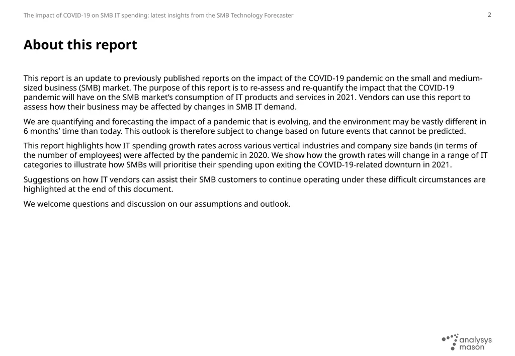 The impact of COVID-19 on SMB IT spending: latest - slide 2 of 15