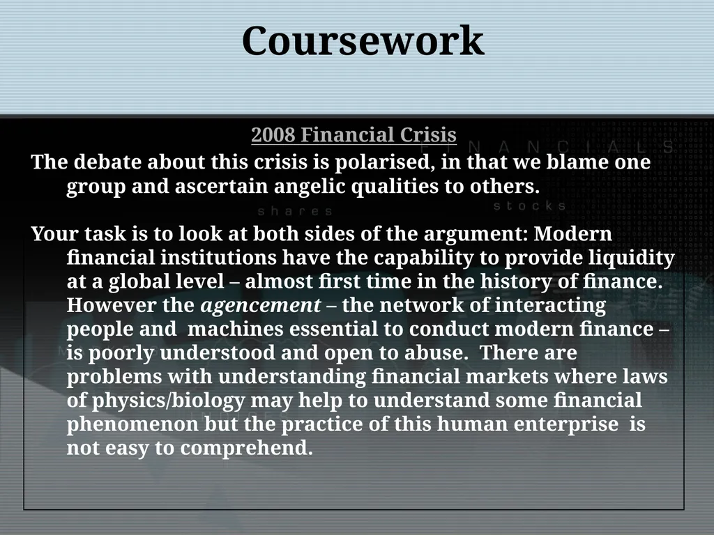 Behavioural Finance: Coursework Khurshid Ahmad, - slide 3 of 5