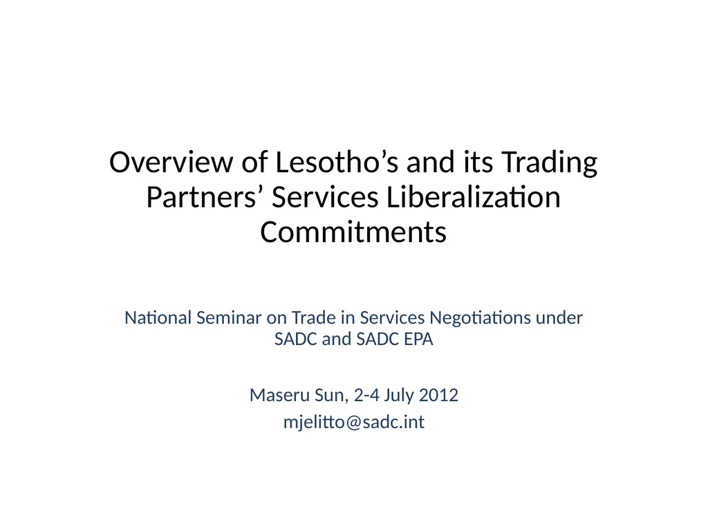 Overview of Lesotho’s and its Trading Partners’