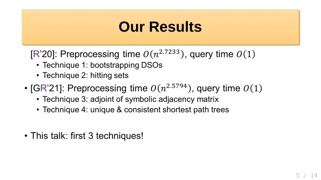 Faster Algorithms for Distance Sensitivity Oracles - slide 5 of 15