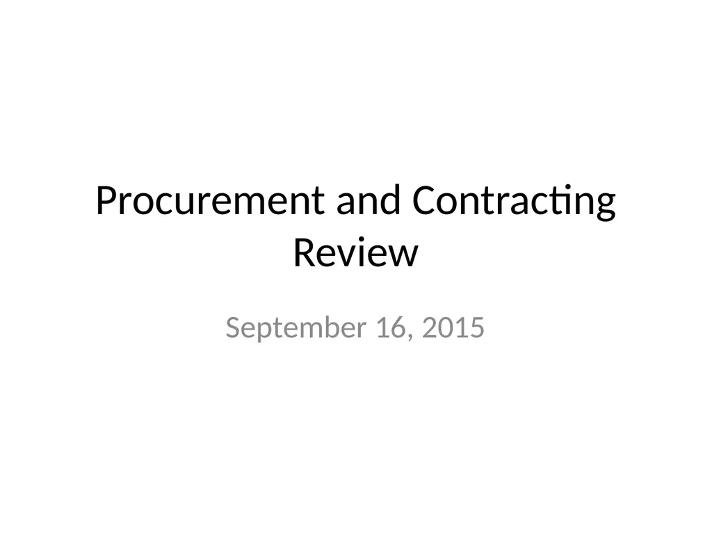 Procurement and Contracting Review September 16,