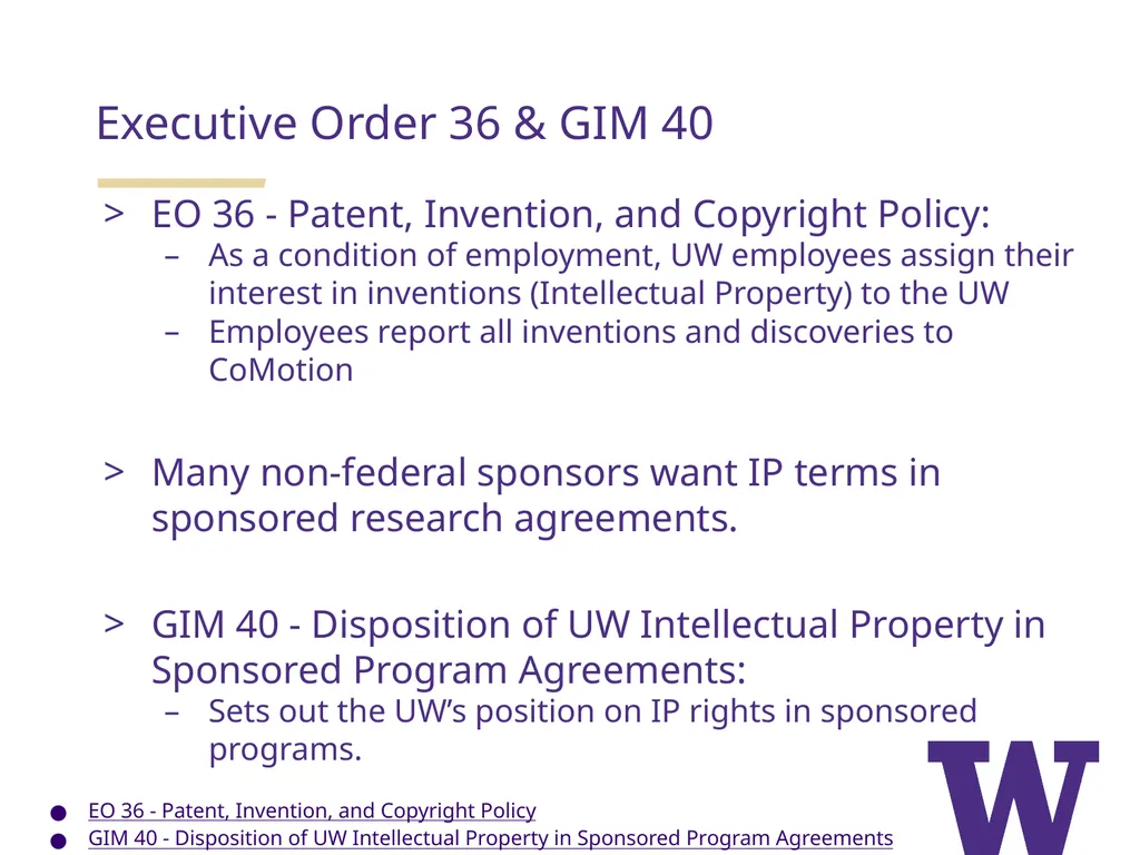 GIM 40: IP Disposition in Sponsored Programs - slide 2 of 11