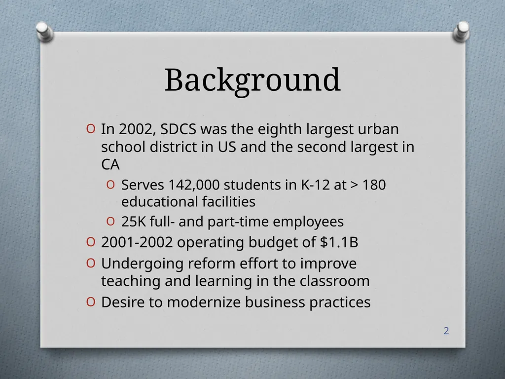San Diego City Schools Case Study Presented by: - slide 2 of 40