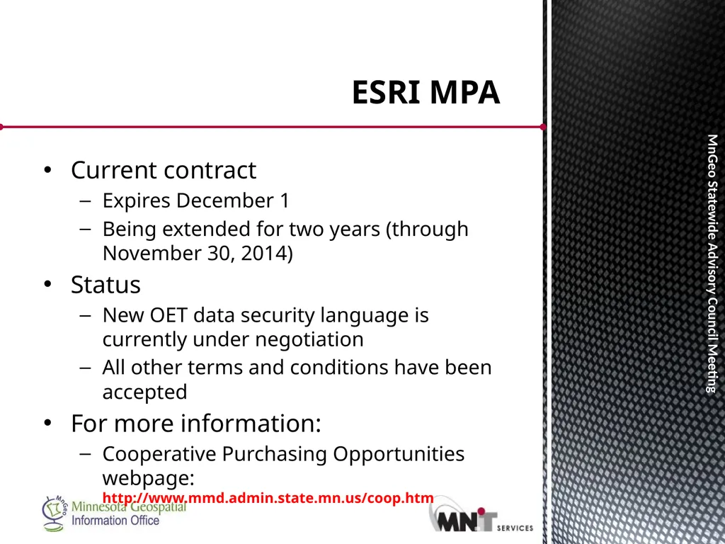 Statewide Geospatial Advisory council November 28, - slide 6 of 30