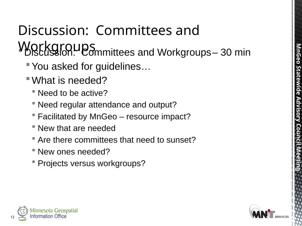 Statewide Geospatial Advisory council November 28, - slide 12 of 30