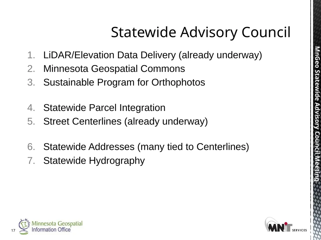 Statewide Geospatial Advisory council November 28, - slide 17 of 30
