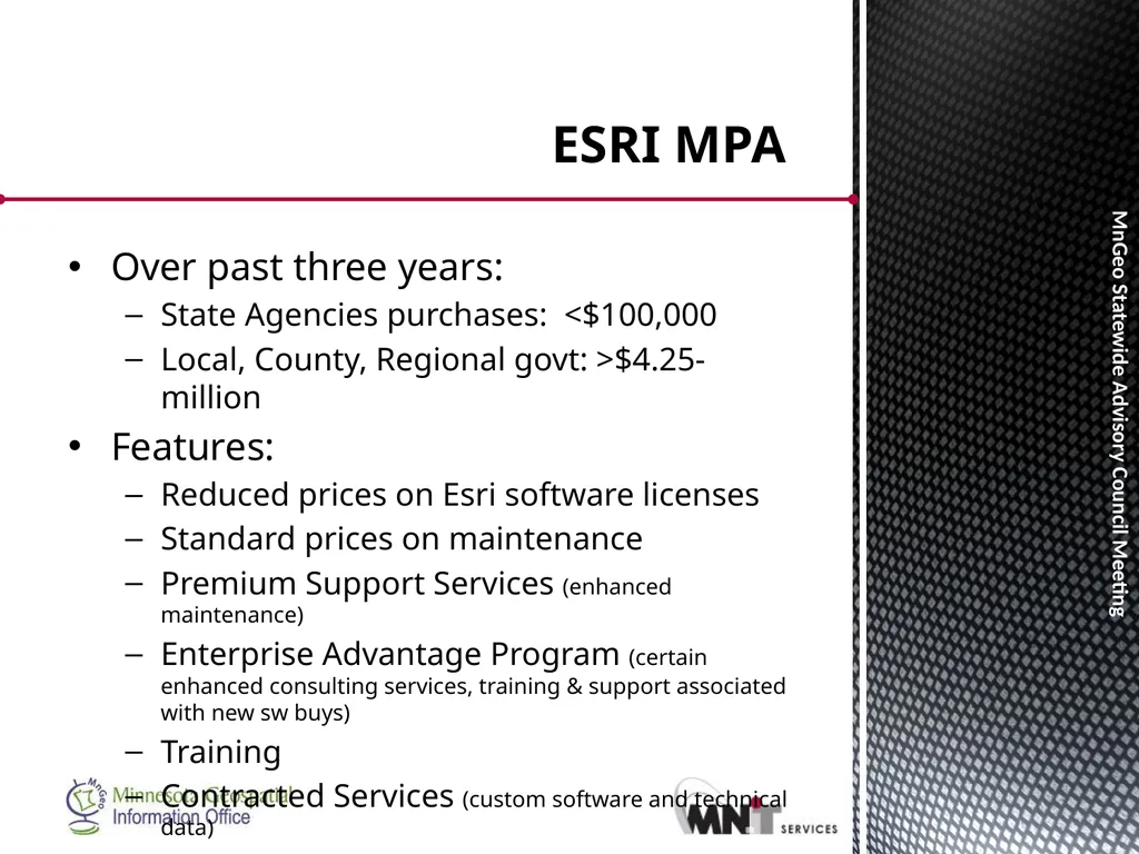 Statewide Geospatial Advisory council November 28, - slide 5 of 30