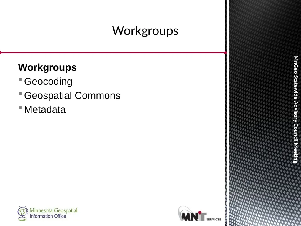 Statewide Geospatial Advisory council November 28, - slide 9 of 30