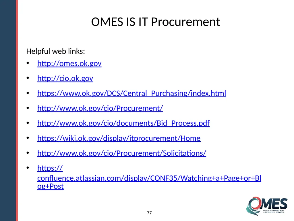 OMES Information Technology Acquisitions Module 13 - slide 77 of 79