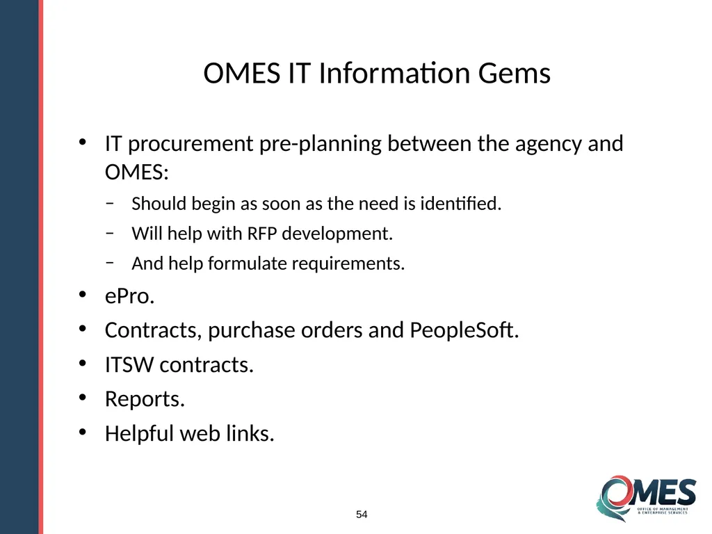 OMES Information Technology Acquisitions Module 13 - slide 54 of 79
