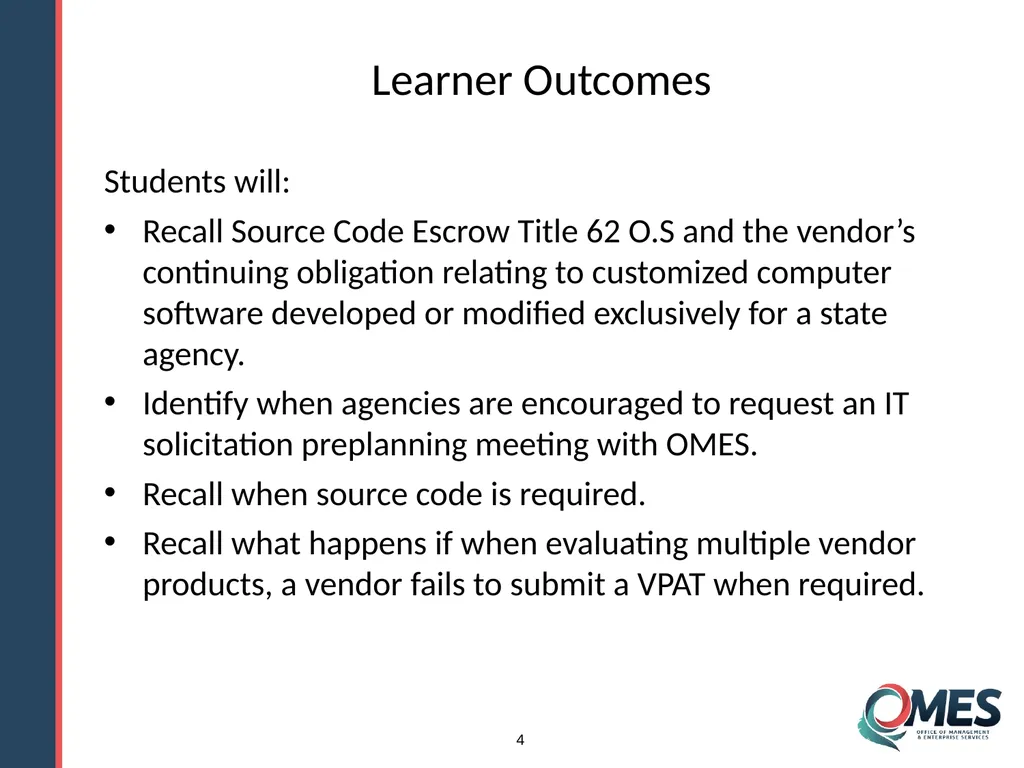 OMES Information Technology Acquisitions Module 13 - slide 4 of 79
