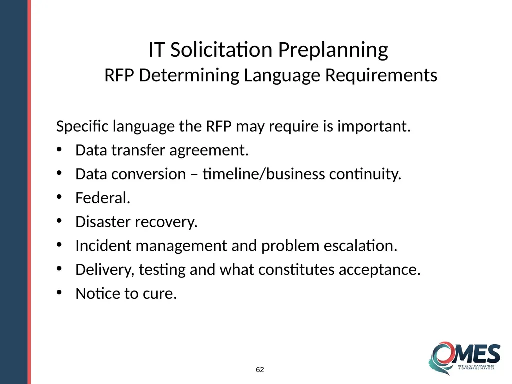 OMES Information Technology Acquisitions Module 13 - slide 62 of 79