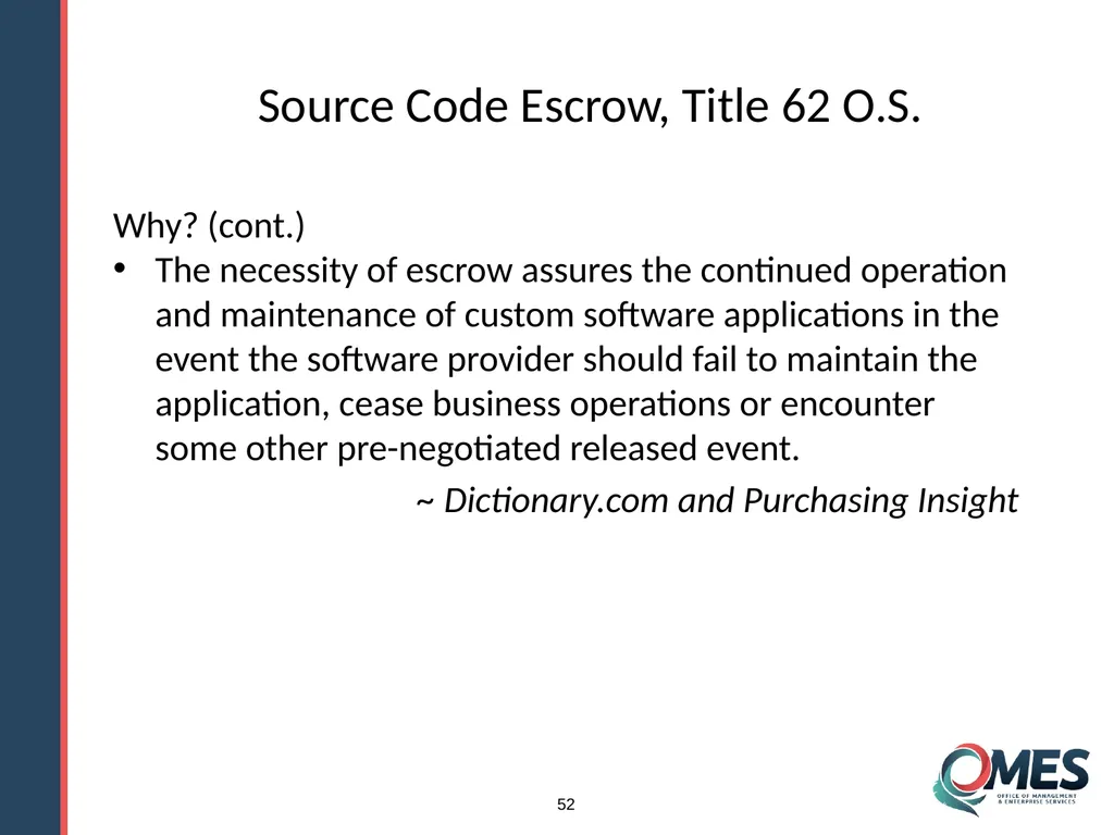 OMES Information Technology Acquisitions Module 13 - slide 52 of 79