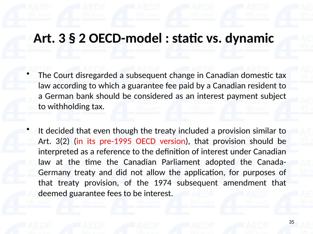Static vs. Dynamic interpretation PANEL Judge Dr - slide 35 of 77