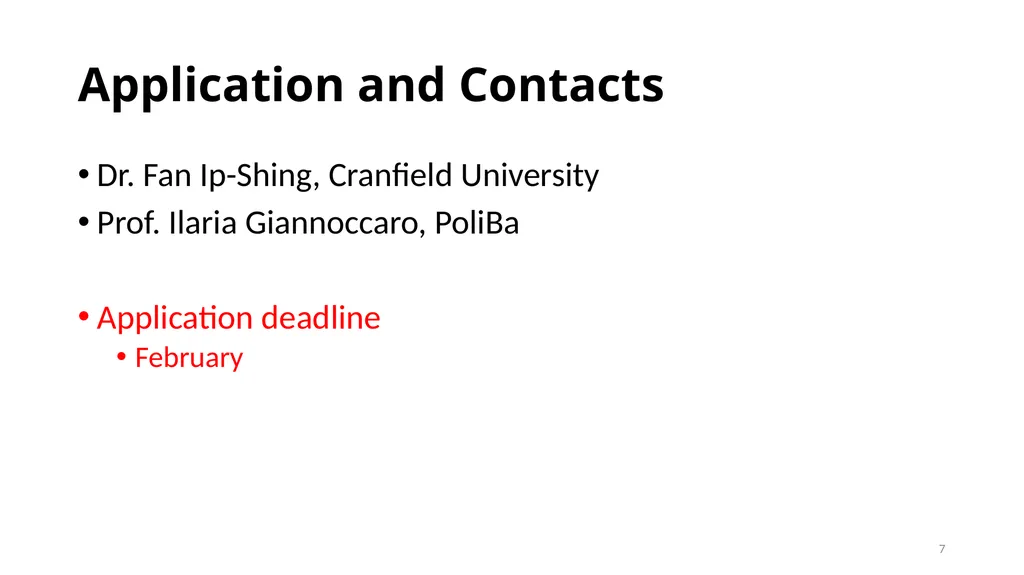 REFERENTE: Prof. Ilaria Giannoccaro Structure - slide 7 of 16