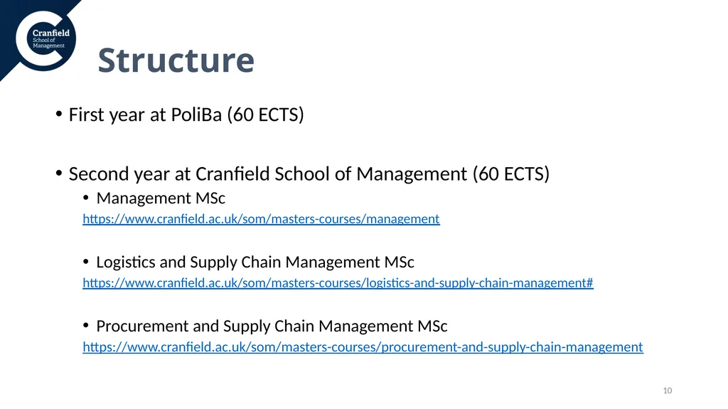 REFERENTE: Prof. Ilaria Giannoccaro Structure - slide 10 of 16