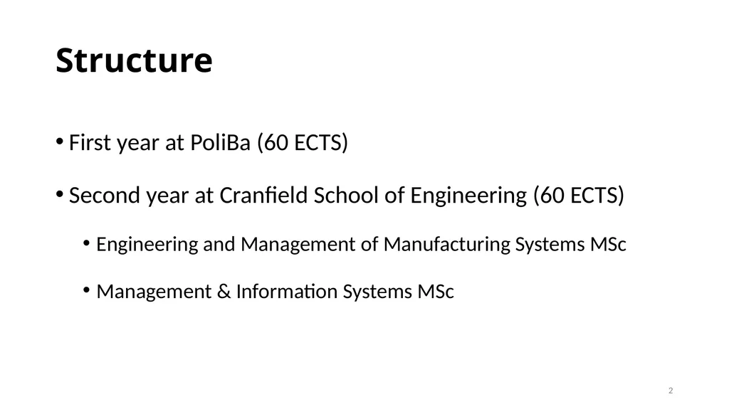 REFERENTE: Prof. Ilaria Giannoccaro Structure - slide 2 of 16
