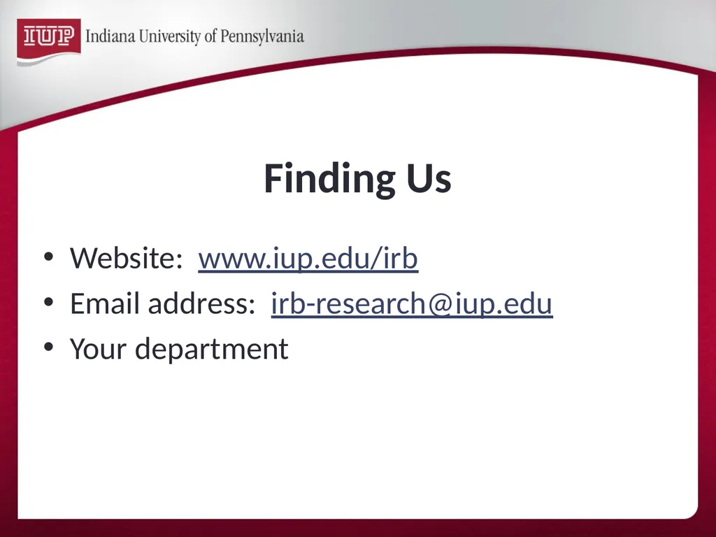Support for Research & Scholarship at IUP Internal - slide 20 of 33
