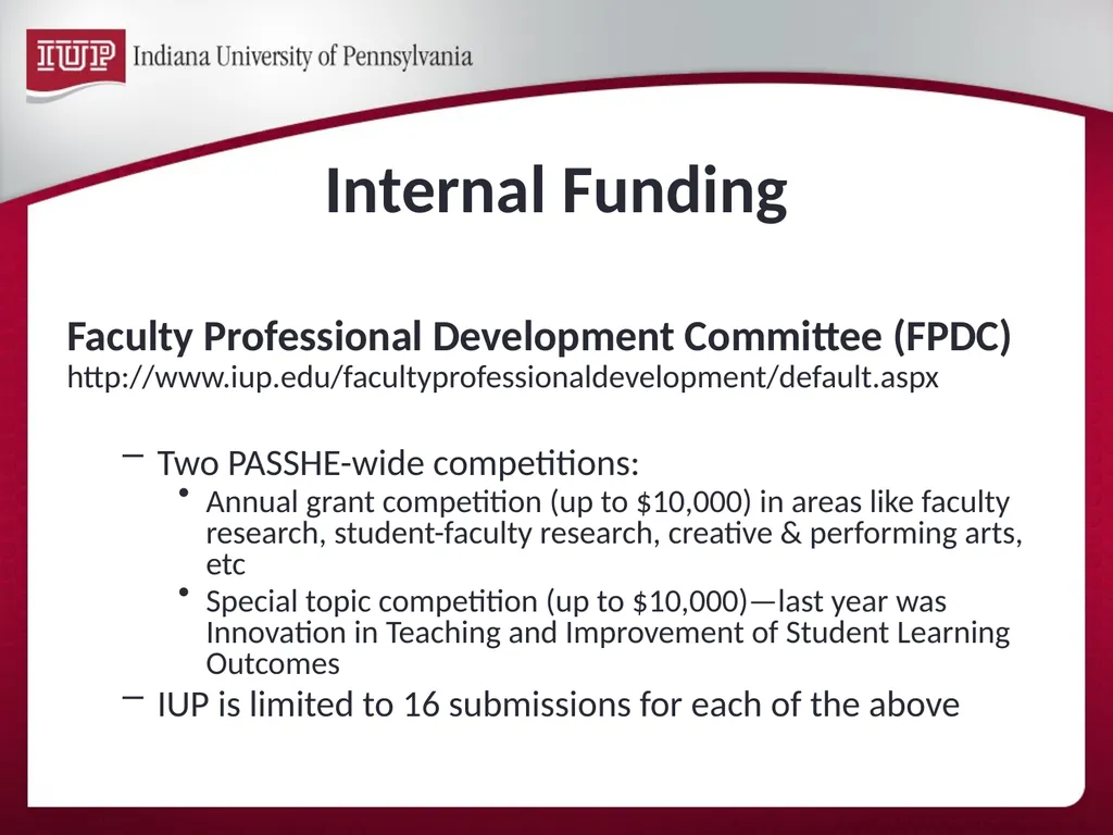 Support for Research & Scholarship at IUP Internal - slide 7 of 33