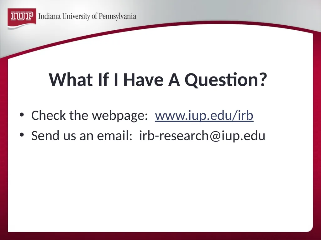 Support for Research & Scholarship at IUP Internal - slide 26 of 33