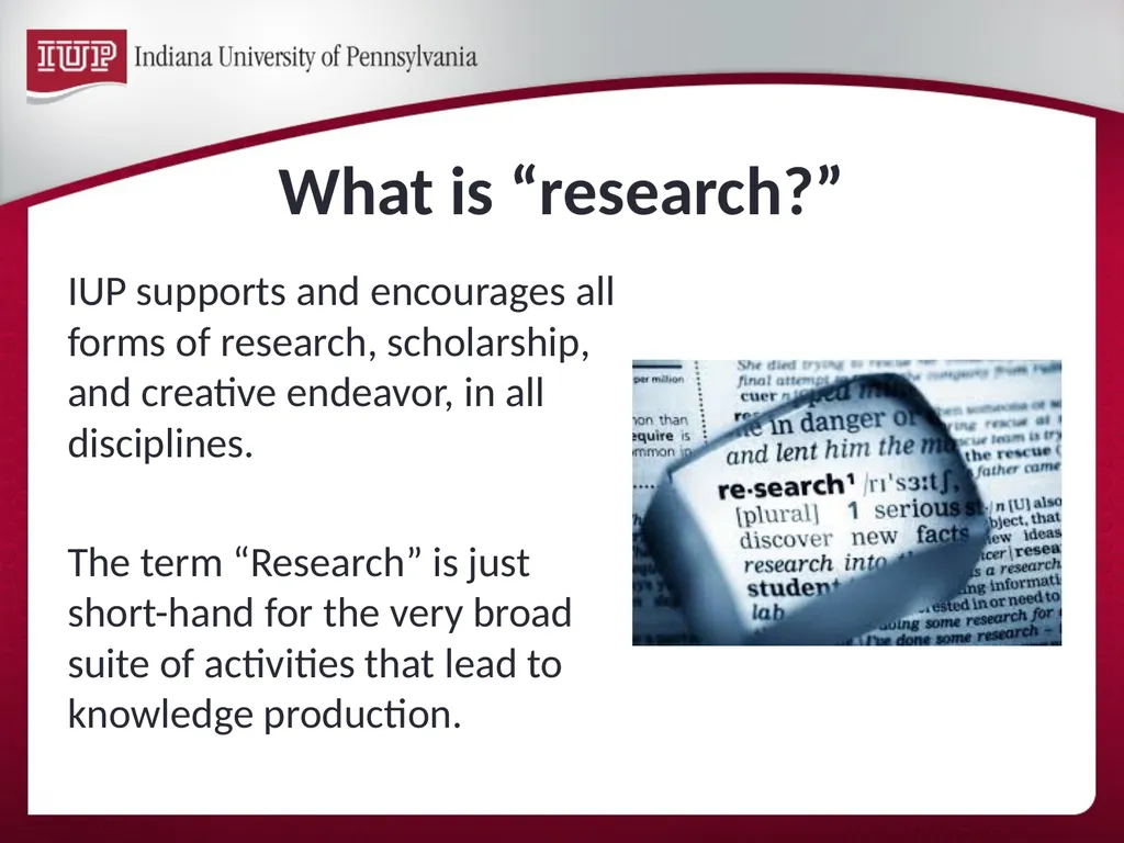 Support for Research & Scholarship at IUP Internal - slide 2 of 33