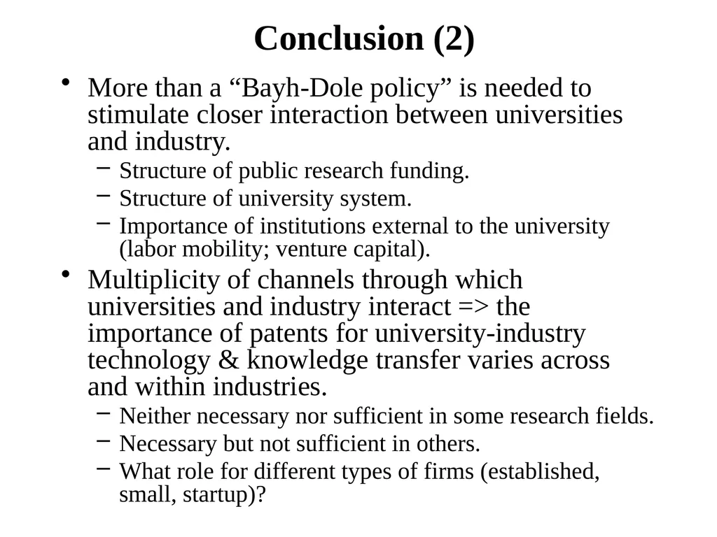 Universities in National Innovation Systems David - slide 38 of 40