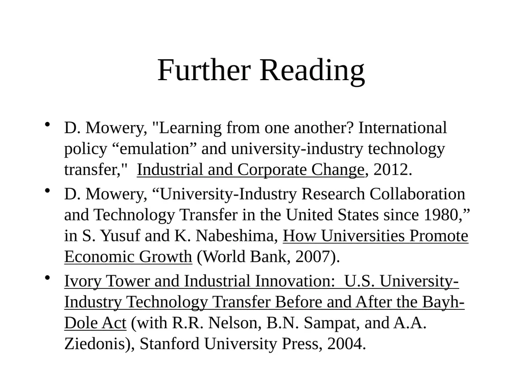Universities in National Innovation Systems David - slide 40 of 40