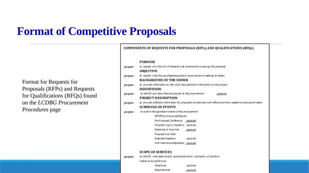 Components of Requests for Proposals (RFP) and - slide 7 of 53