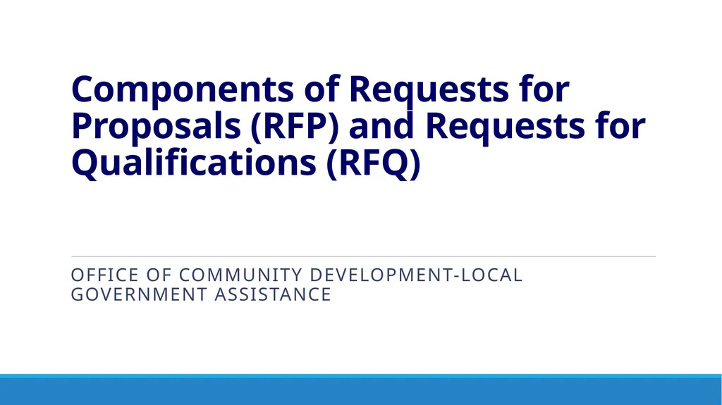 Components of Requests for Proposals (RFP) and