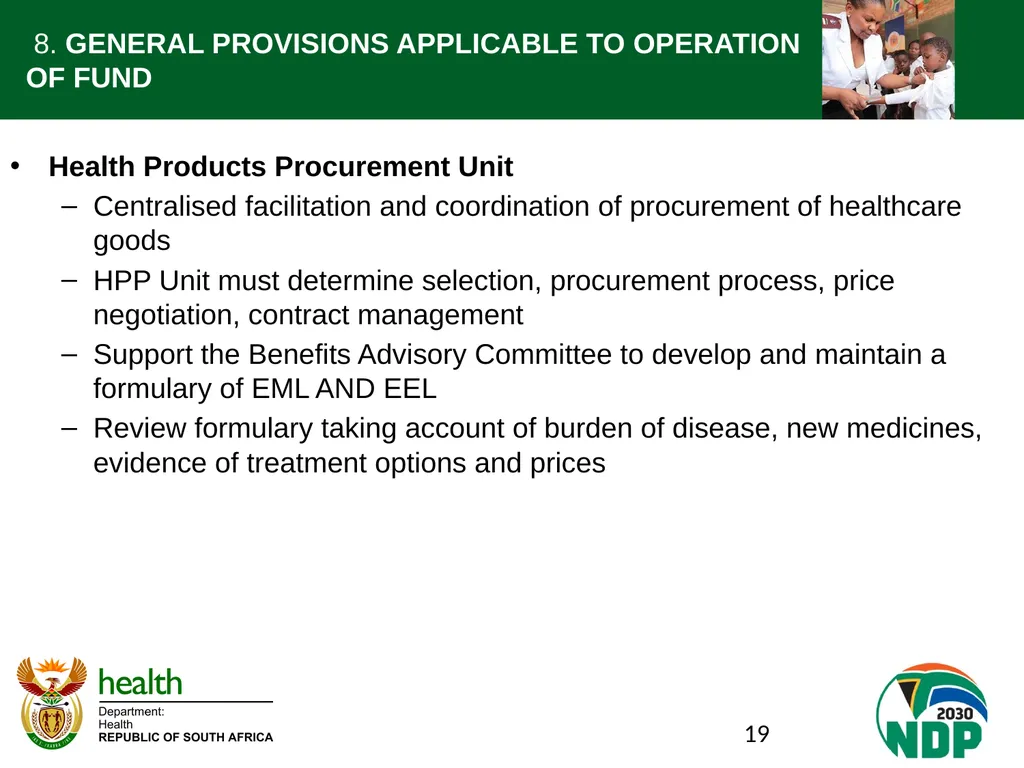 Presentation to the NCOP Select Committee on - slide 19 of 26