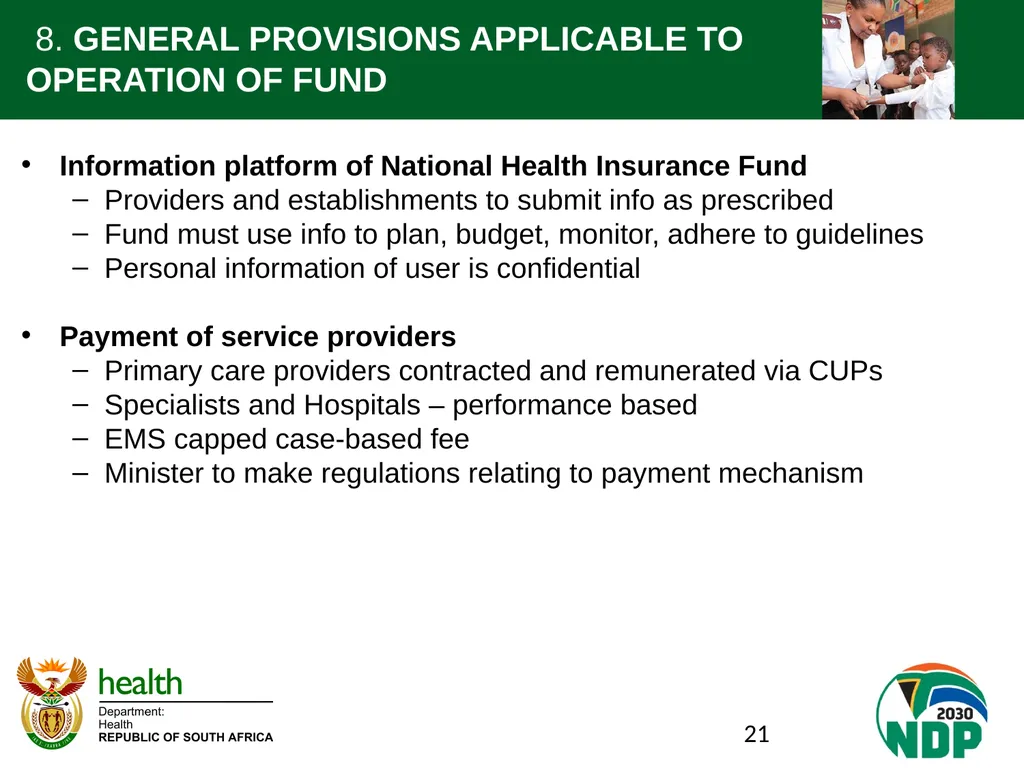 Presentation to the NCOP Select Committee on - slide 21 of 26
